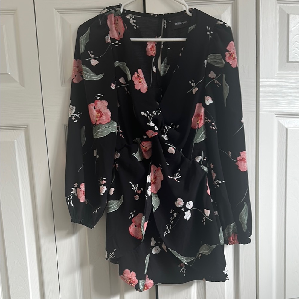 Floral Black and Pink Romper